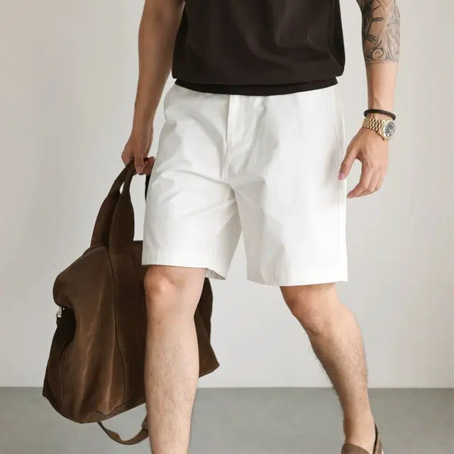 余闲 半松紧透气吸湿精梳棉休闲短裤 男女同款