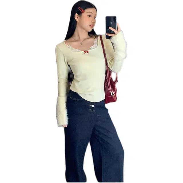 木清清 慵懒风套头复古松弛感高级感软糯针织衫 女款 杏色