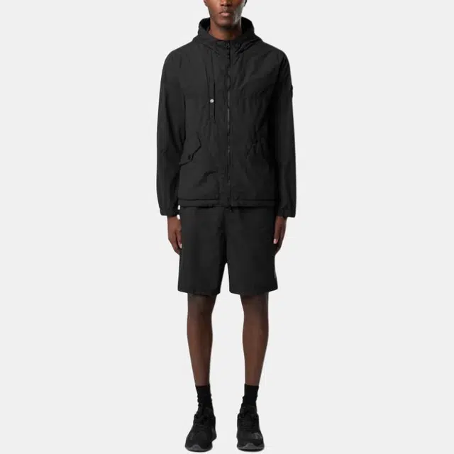 Stone Island SS25 Phantom Nylon Hooded Zip Jacket Black