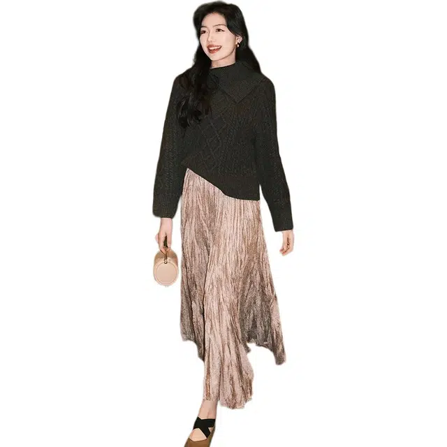 美洋 仿羊驼绒立体绞花法式慵懒风毛衣 女款