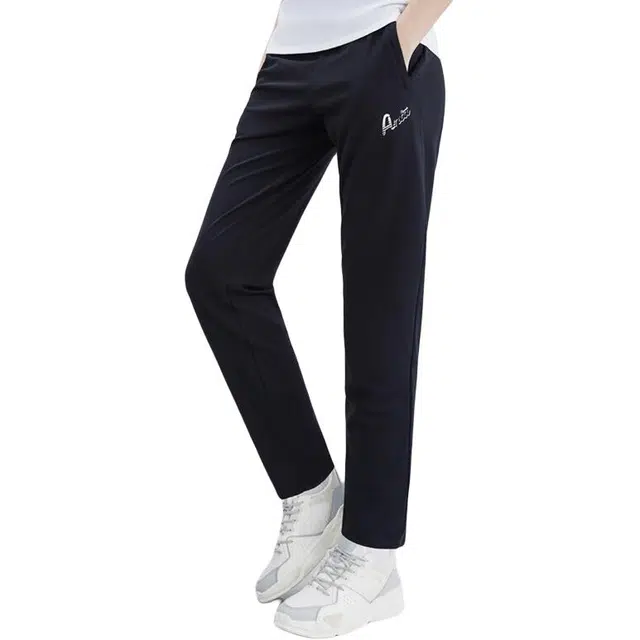 安踏 生活系列 字母印花直筒休闲运动裤 女款 基础黑
