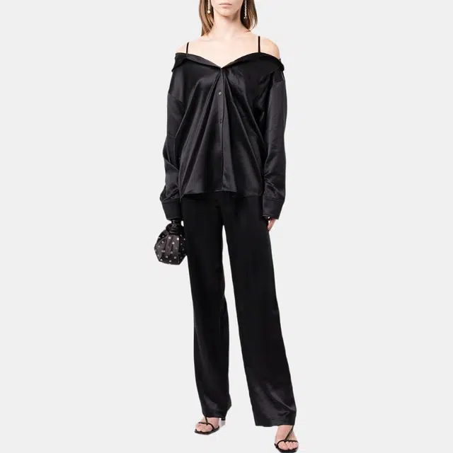Alexander Wang FW22 Black Off-Shoulder Shirt