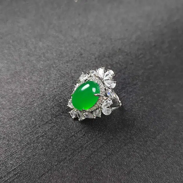 识恩 冰绿蜜恋简约精致轻奢复古国风气质优雅小众清冷高级感温婉细腻 玉髓 戒指 女款