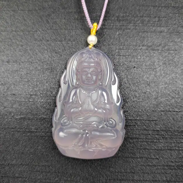 赐帛 新中式帝王紫高冰玉髓玛瑙观音菩萨挂件精致简约时尚温润冰透转运平安 玉髓 玉石项链 男女同款情侣款