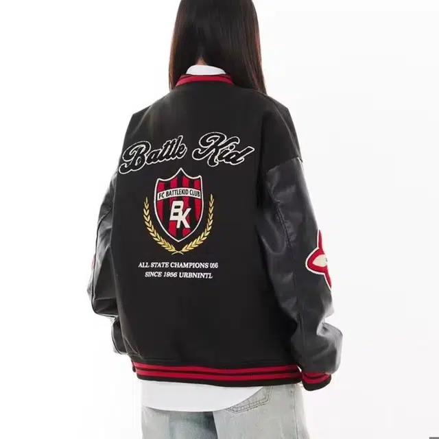 特斯型 美式复古拼接宽松飞行员夹克外套 男女同款