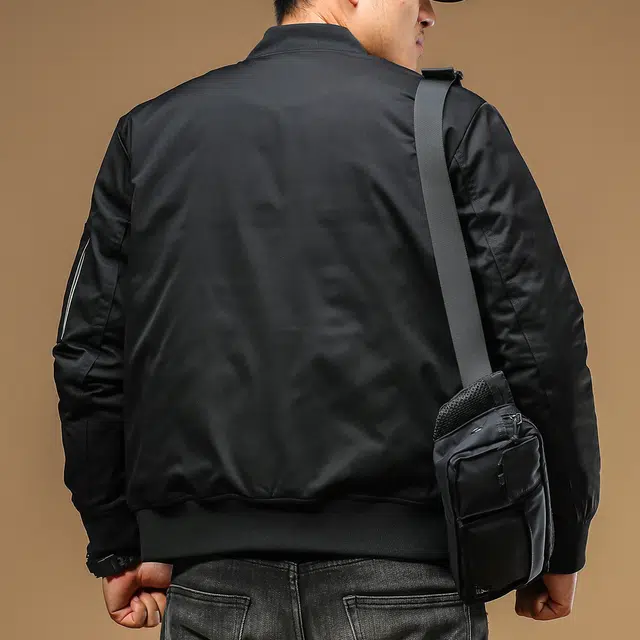 季言 外套加厚飞行员休闲潮流棒球领棉服 男款