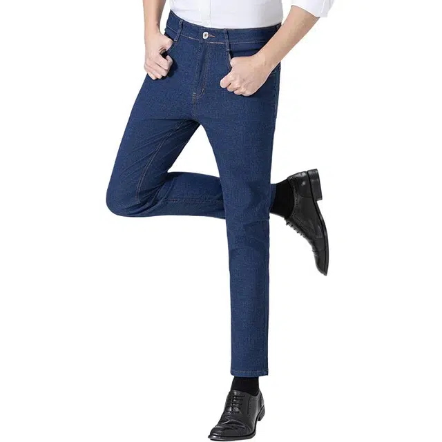 雅鹿 商务宽松直筒休闲牛仔裤 男款