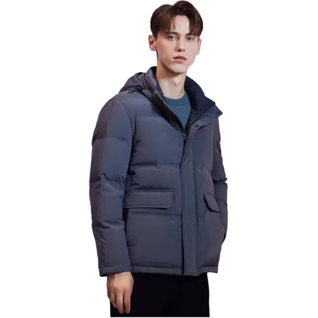 依文 商务工装风纯色羽绒服 男款 灰绿色