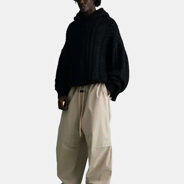 Fear of God Essentials FW23 Cable Knit Hoodie Jet Black
