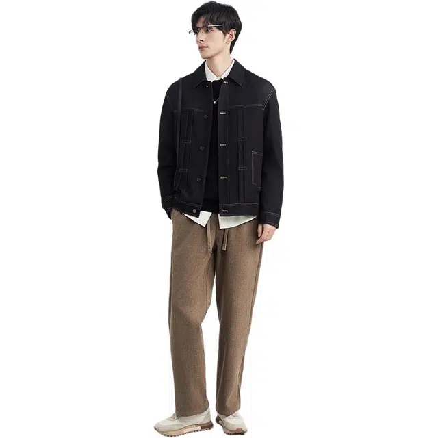 独驰 百搭休闲单排扣牛仔外套 男款