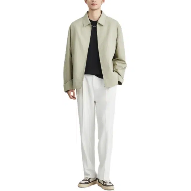 独驰 美拉德外套男春季潮流纯色休闲短款宽松翻领夹克 男女同款