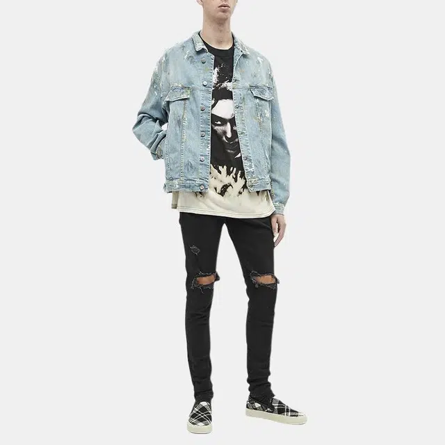 REPRESENT Slim Fit Ripped Jeans Black