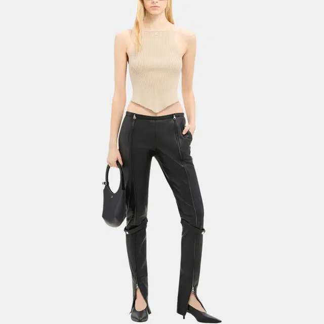 COURREGES POINTY RIB KNIT TANK TOP Cappuccino