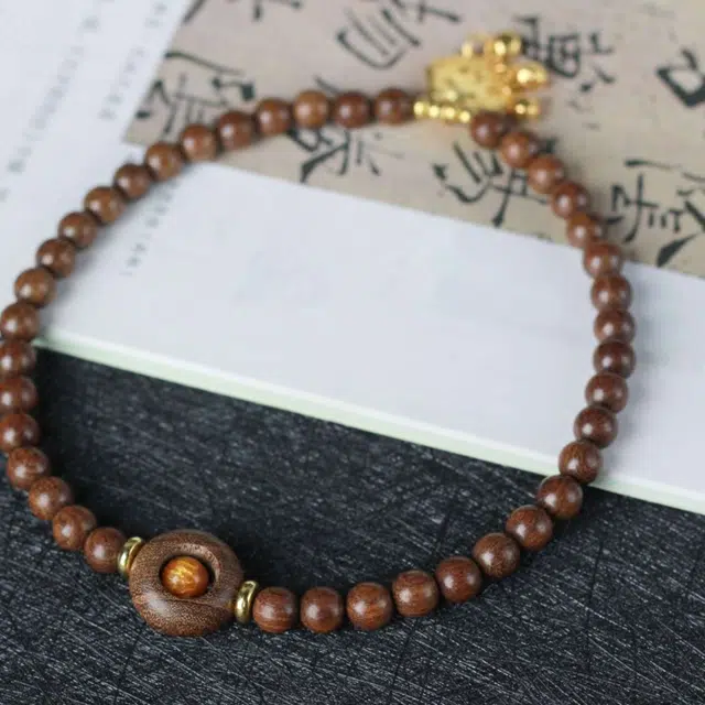 爵倾 时来运转古雅经典宫锁珠链手串 金丝檀木 珠串 男女同款情侣款