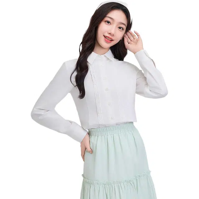 三福 设计感简约舒适长袖衬衫 女款 米白色