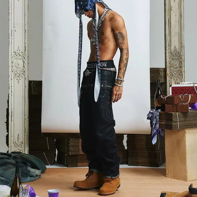 GLACIERBOY SS24 RAW DENIM BAGGY JEANSBaggy