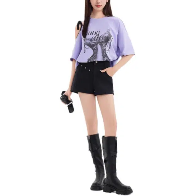 三福 拉链通勤休闲牛仔短裤 女款