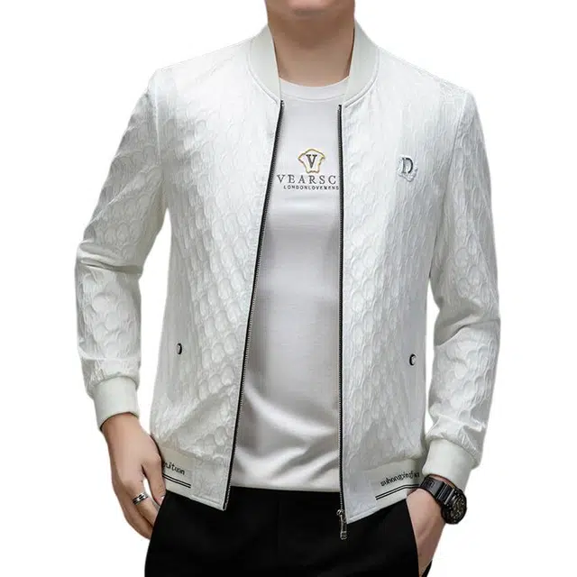 大白鲨 潮牌连帽外套男士秋季轻奢时尚高档印花欧货男装休闲帅气夹克 男款