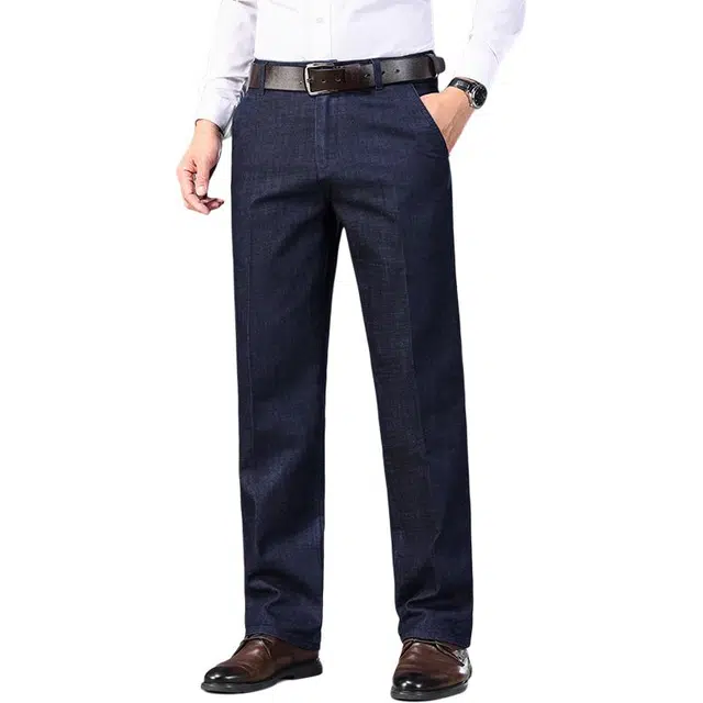 老爷车 男装秋季厚款商务直筒耐磨休闲绅士纯色基础款大众牛仔裤 男款