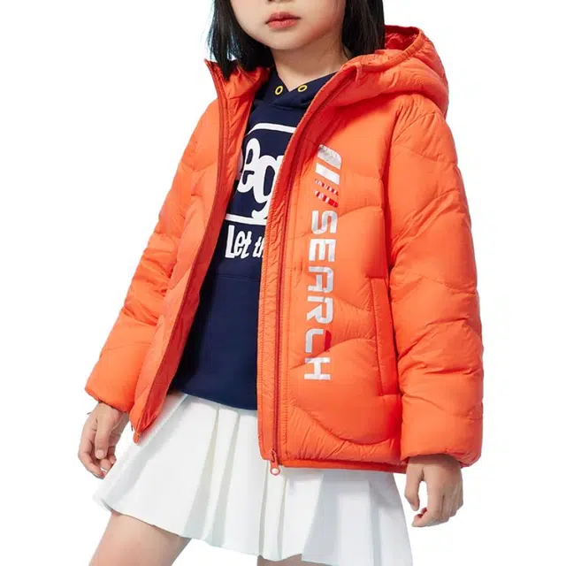 鸭鸭 字母印花连帽短款轻薄百搭羽绒服 儿童款