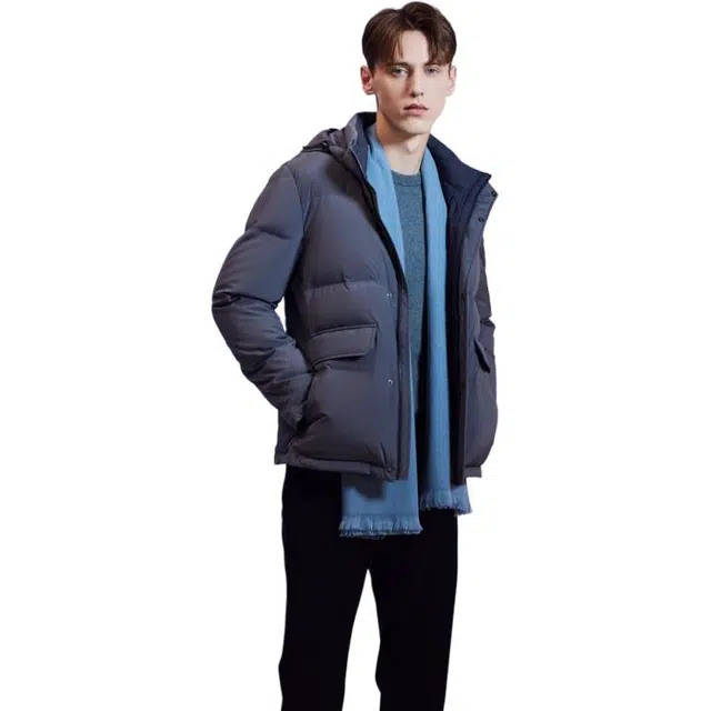 依文 商务工装风纯色羽绒服 男款 灰绿色