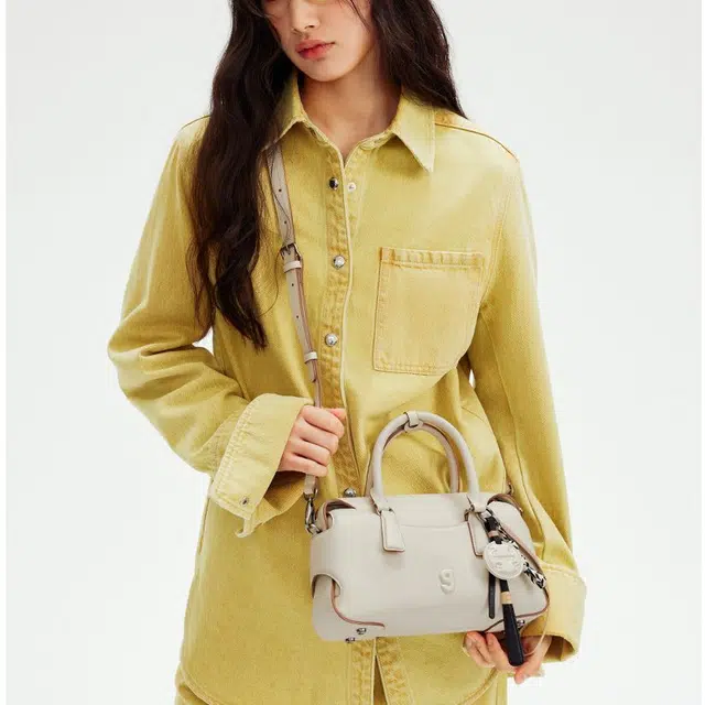 古良吉吉 棒球经典 牛皮拼合成革 波士顿包单肩斜挎手提包 男女同款情侣款 多色