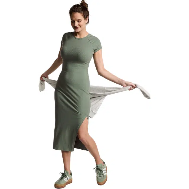 Victoria's Secret PINK CONTOUR RIBBED MIDI DRESS Forest Pine