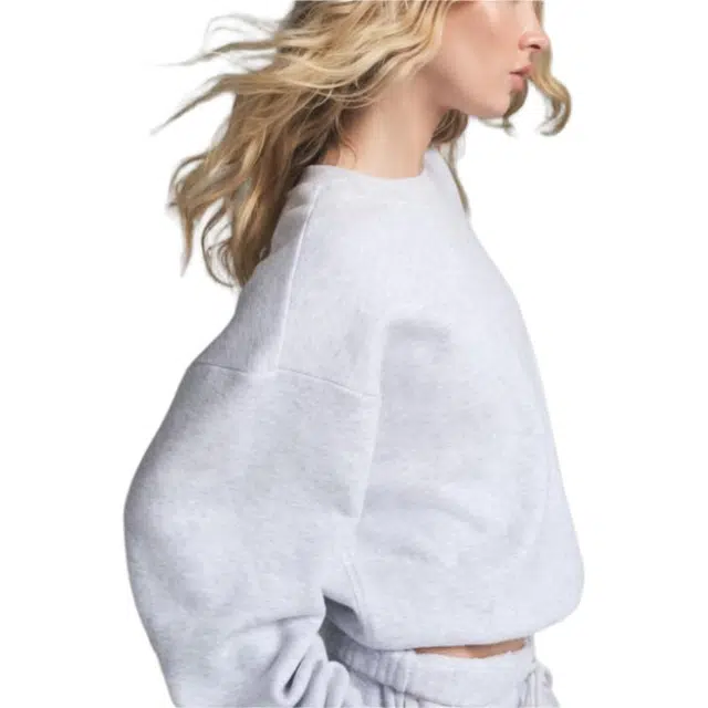 SKIMS COTTON FLEECE CLASSIC CREWNECK LIGHT HEATHER GREY