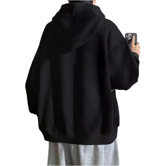 北极绒 设计感拉链口袋连帽秋装加肥加大码潮胖人宽松运动上衣外套设计感拉链口袋连帽潮套头卫衣 男款