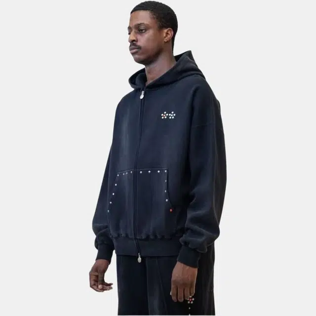 Vandy The Pink Studded Thermal Zip Up Hoodie