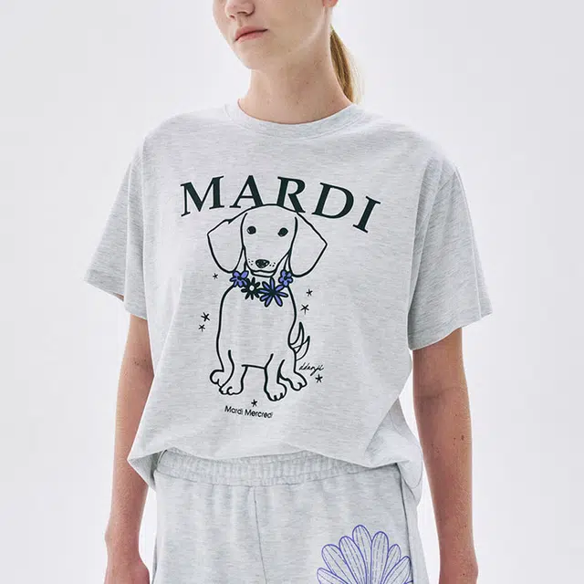 MARDI MERCREDI TSHIRT SWING THE TAIL DDANJI FLOWER NECKLACE_HEATHER PURPLE SS25 T