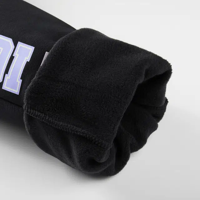 青少年 安踏儿童 字母中腰舒适透气加绒保暖针织运动裤 梦幻黑