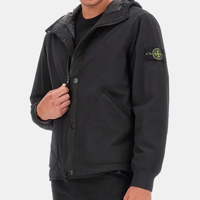 Stone Island FW23 Black Logo Zip Hoodie