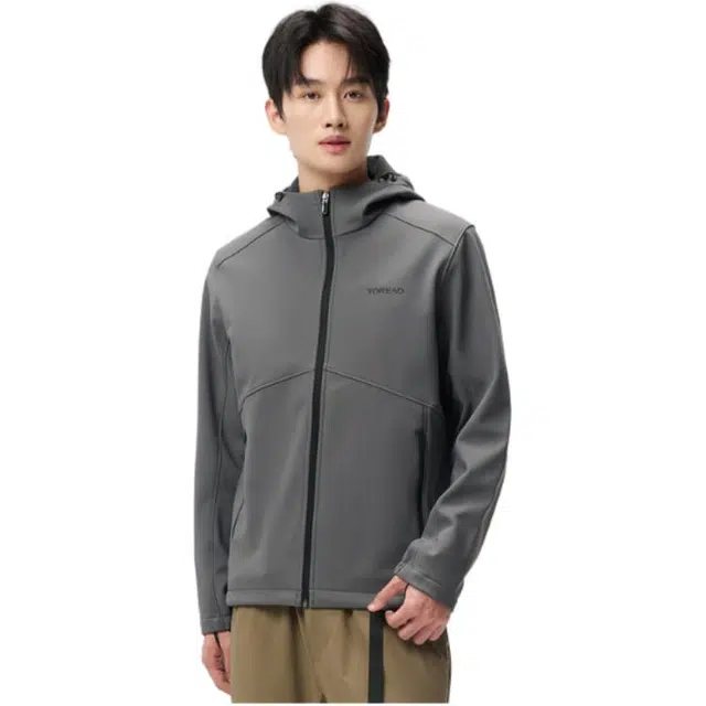 探路者 连帽纯色舒适简约夹克外套 男款 铅灰