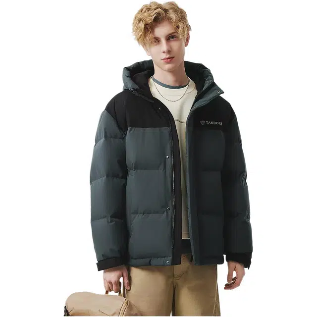 坦博尔 保暖连帽休闲收口袖长袖常规面包运动风羽绒服 女款