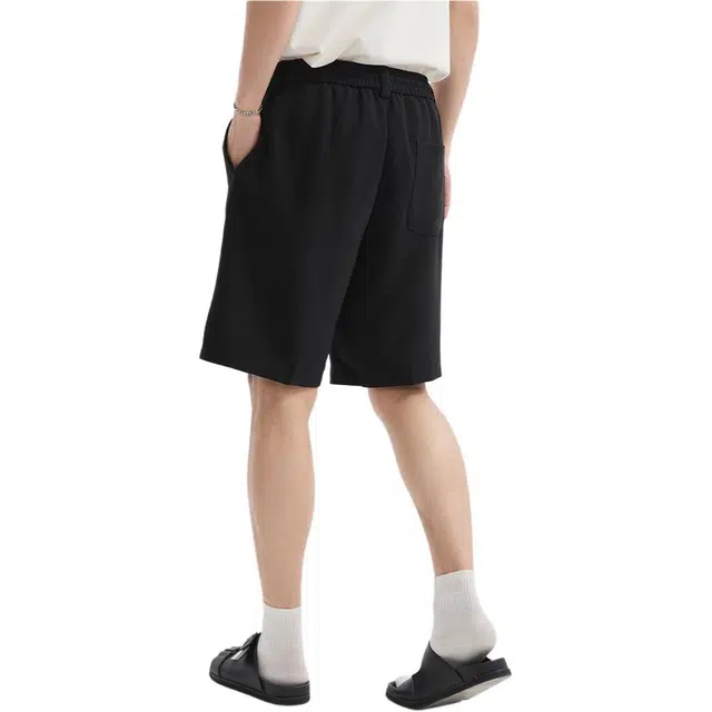 独驰 纯色凉感男款美式高级宽松裤百搭系带五分休闲短裤 男女同款