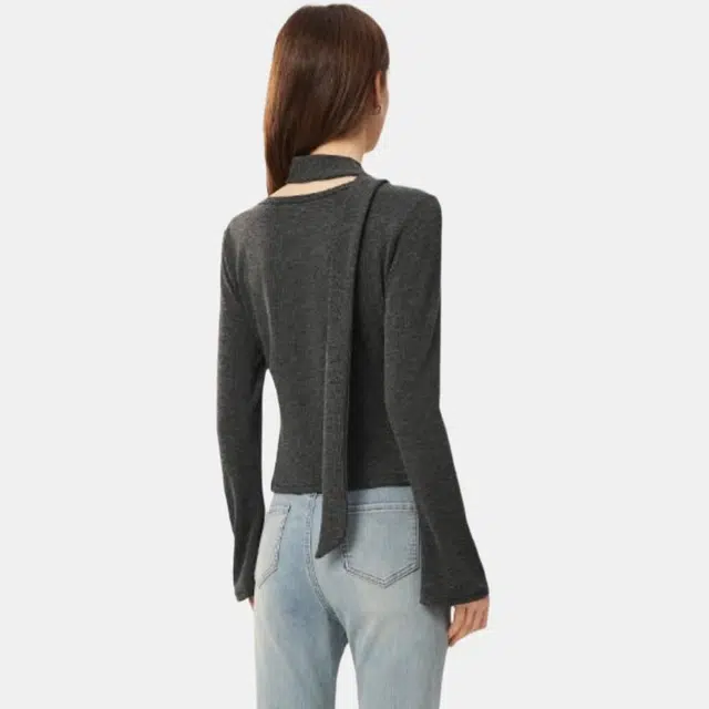 爱依服 舒适休闲百搭简约长袖纯色针织衫 女款 深灰