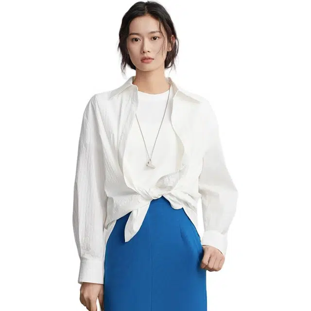 美洋 休闲简约长袖衬衫 女款 白色