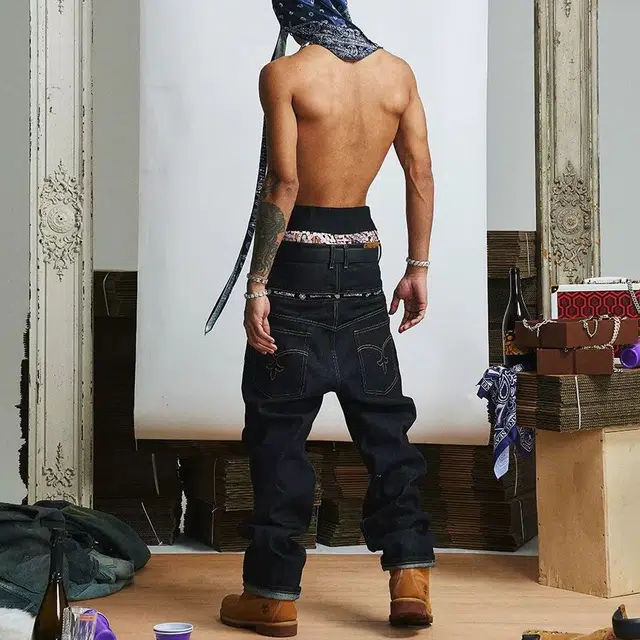 GLACIERBOY SS24 RAW DENIM BAGGY JEANSBaggy