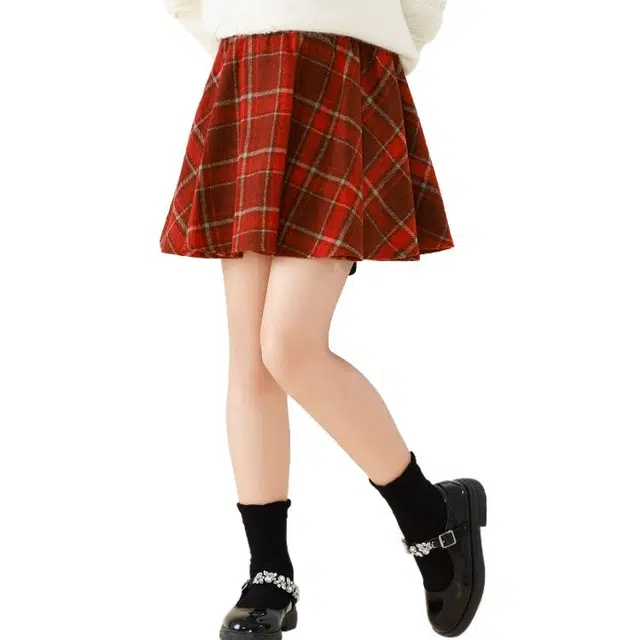憨憨象 柔软舒适时尚洋气格子短款裙子青少年