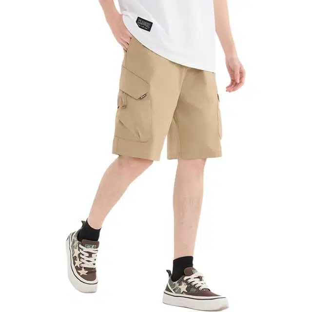 三福 休闲时尚宽松直筒裤中腰五分裤工装短裤 男款