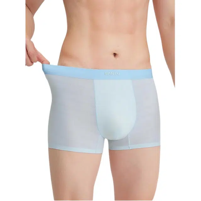 三福 柔软透气薄款纯色简约平角裤中腰内裤 男款