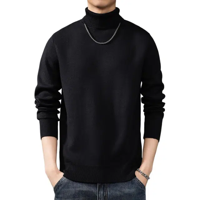 贵色 纯色水洗宽松套头毛衣 男款