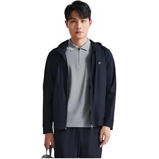 迪柯尼 商务休闲连帽夹克外套 男款 深宝蓝