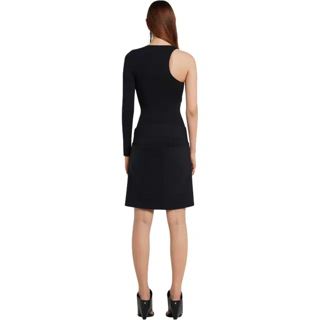 COURREGES SS25 TWIST ASYMMETRICAL JERSEY TOP T BLACK