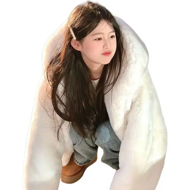 邓大喵 毛毛外套女冬季中长款毛茸茸獭兔毛环保毛绒大衣皮草 女款