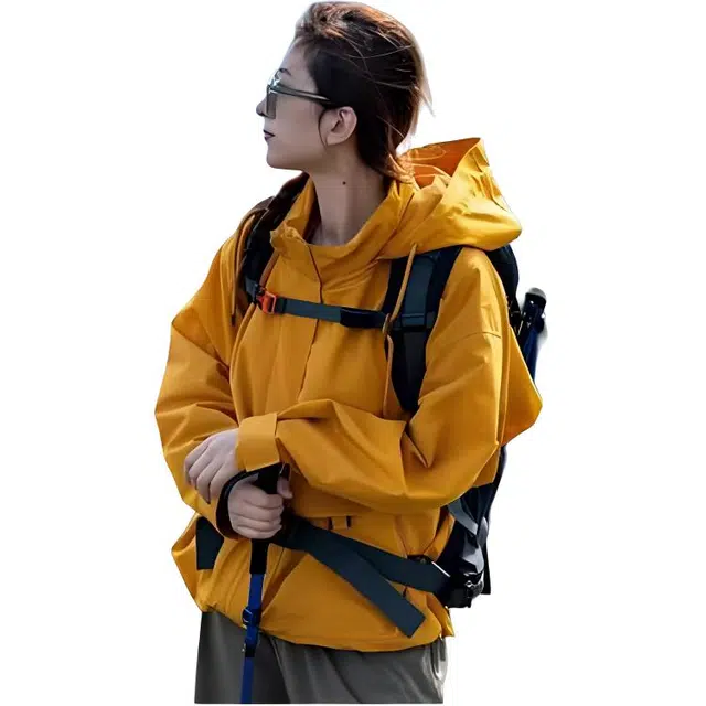 稻草人  山系户外系列 运动休闲简约纯色连帽  防水防风透气耐磨保暖速干超轻伪装掩护防虫防雨冲锋衣 男女同款