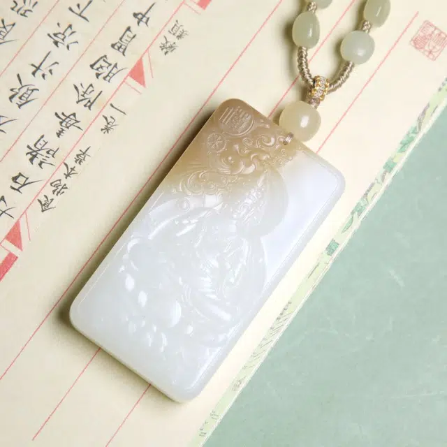 匠心琢玉 糖色观音玉牌 新中式 国风新潮 和田玉 吊坠 男款 白玉