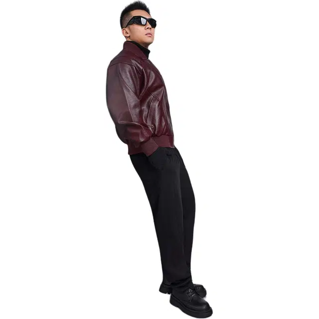 墨立方 媲美头层牛皮触感强效折痕恢复能力长袖皮衣 男款