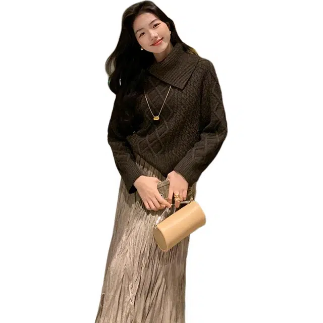 美洋 仿羊驼绒立体绞花法式慵懒风毛衣 女款